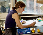 Eilise Engler at her drawing table